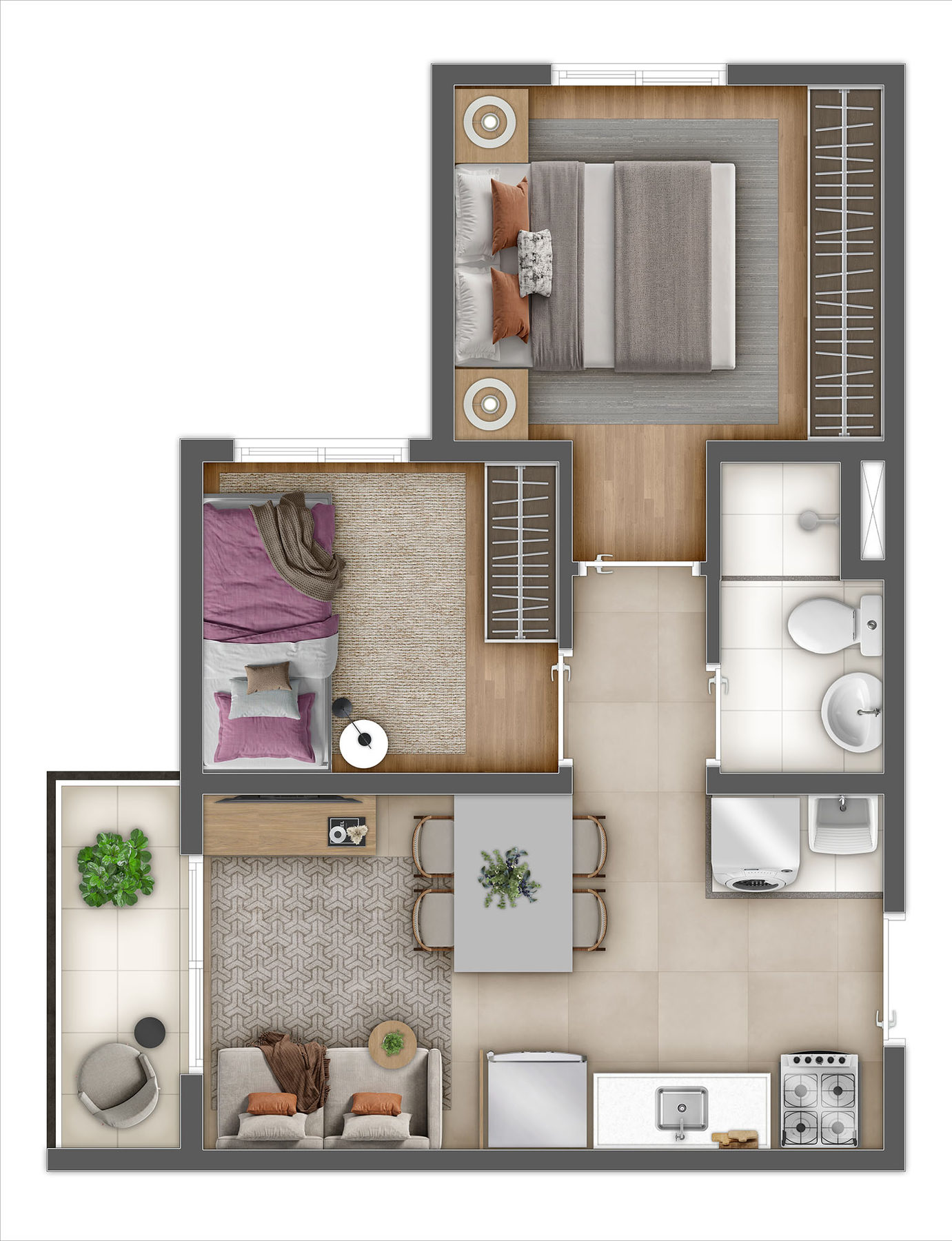 Planta 04 - 2 dorm 35,31m² de Ares do Horto