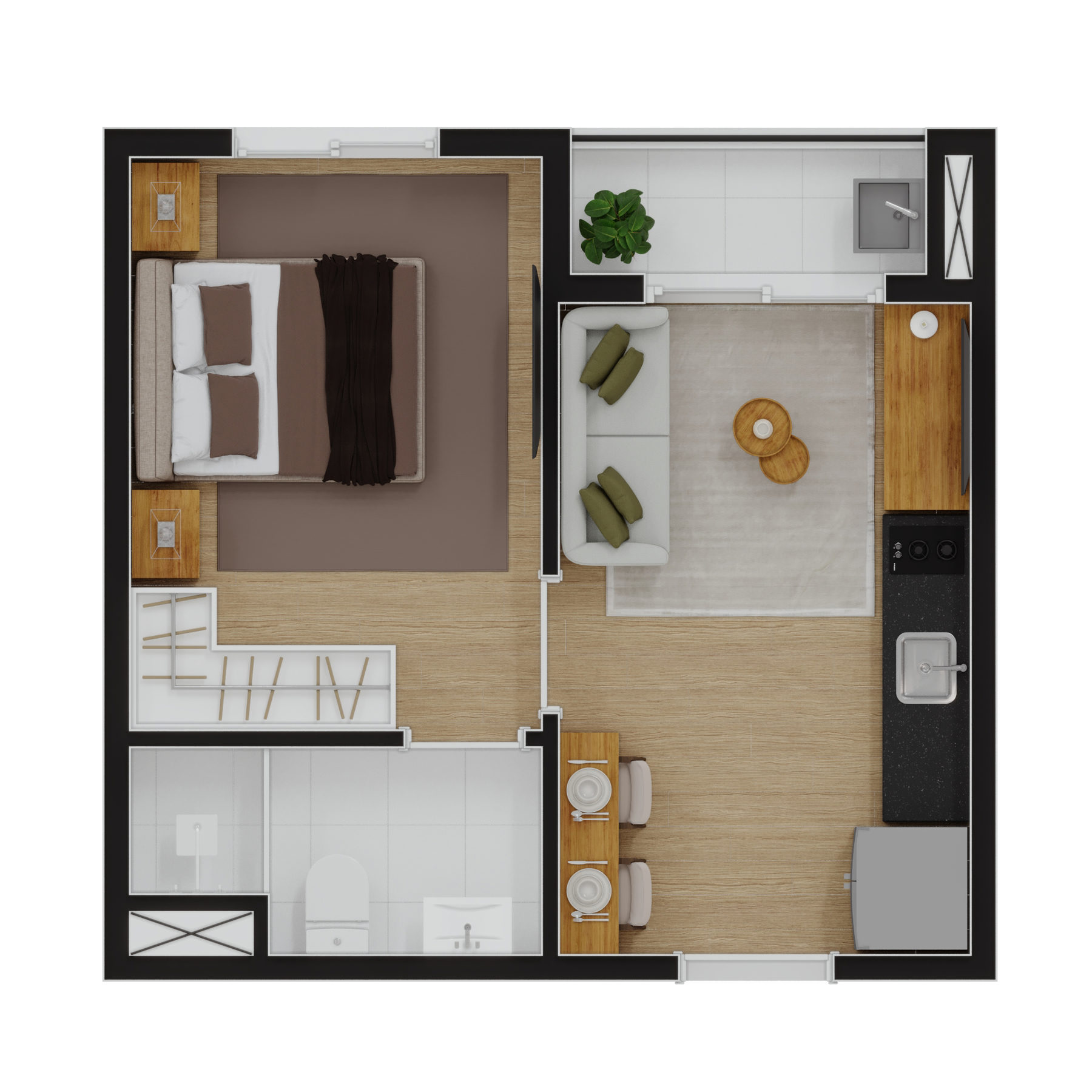 Planta 1 dorm 24m²