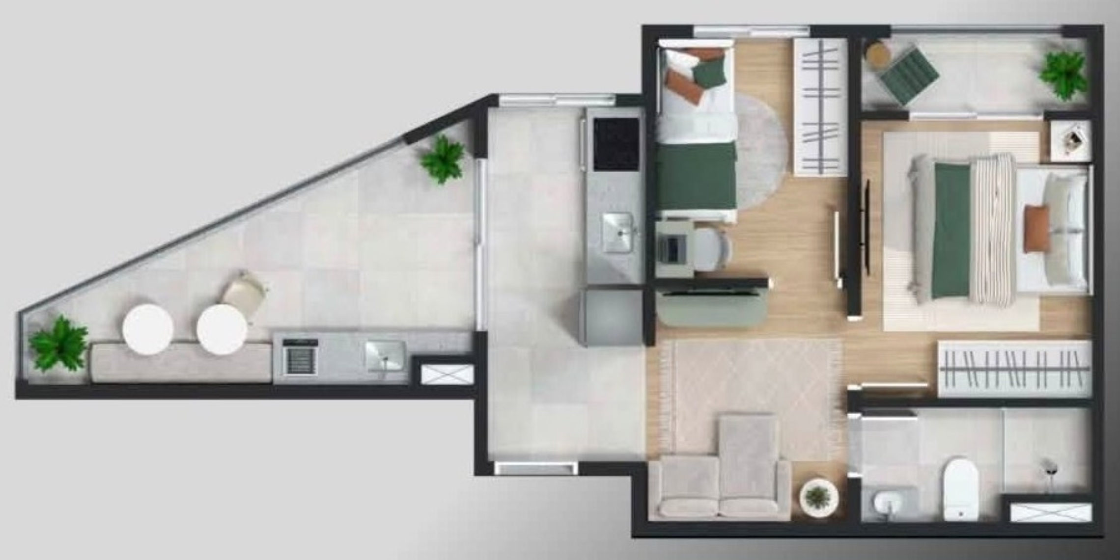 Planta 04 - 2 dorm 42m² - garden Planta 04 - 2 dorm 42m² - garden