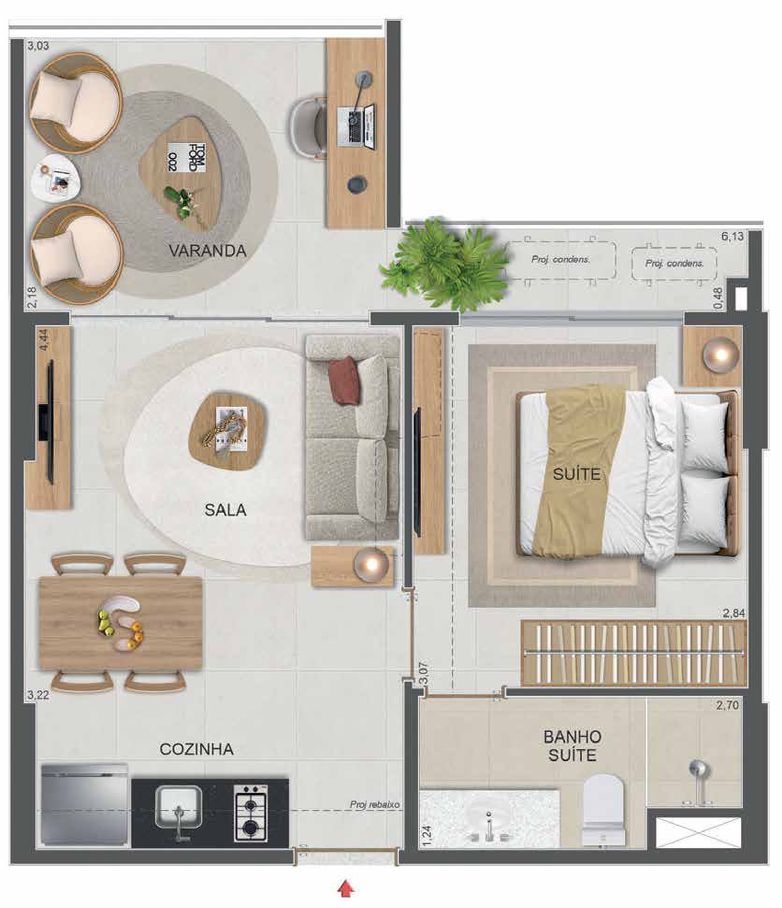 Planta 03 - 1 dorm 41,05m²