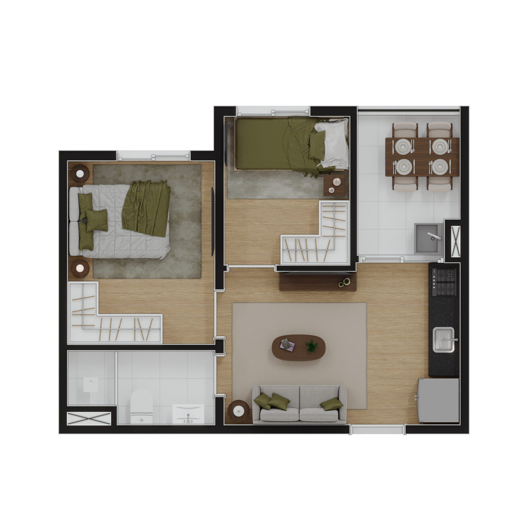 Planta - 2 dorms 33m²