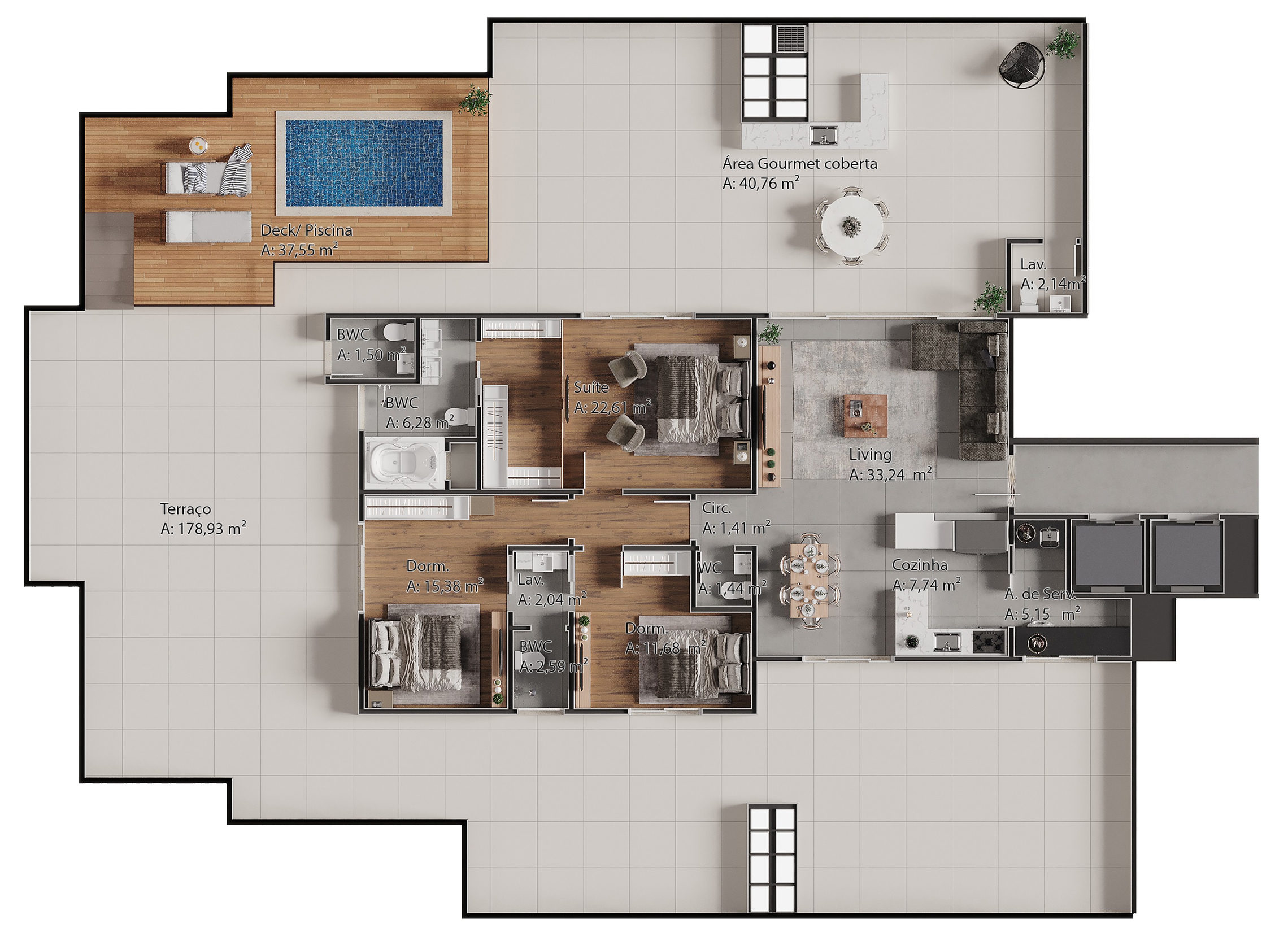 Planta 11 - 3 dorm 400m² - cobertura horizontal
