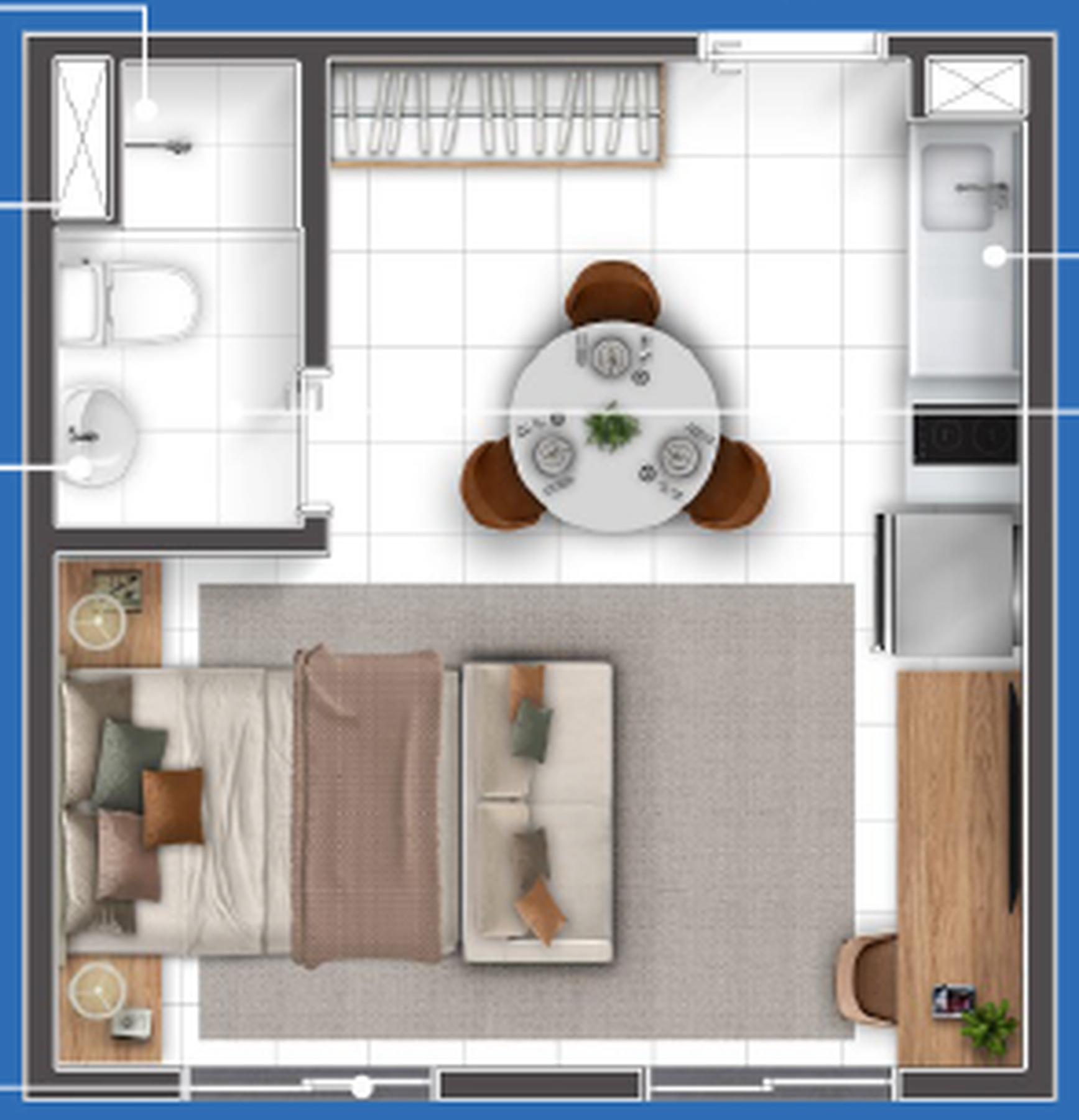 Planta 01 - 1 dorm 24m² - studio