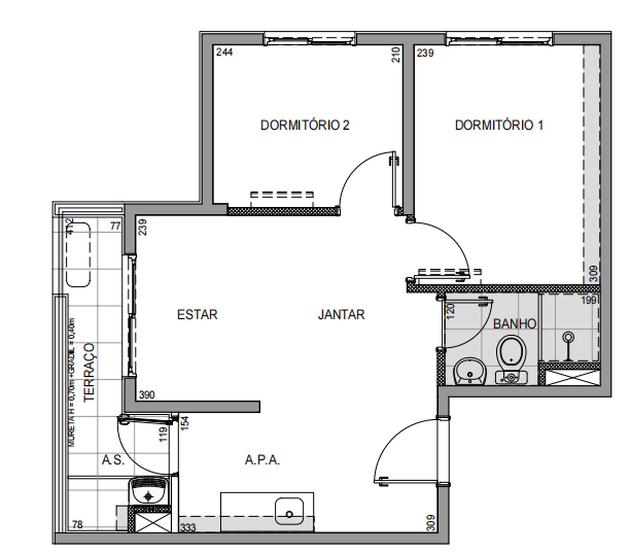 Planta 2 dorm 38m