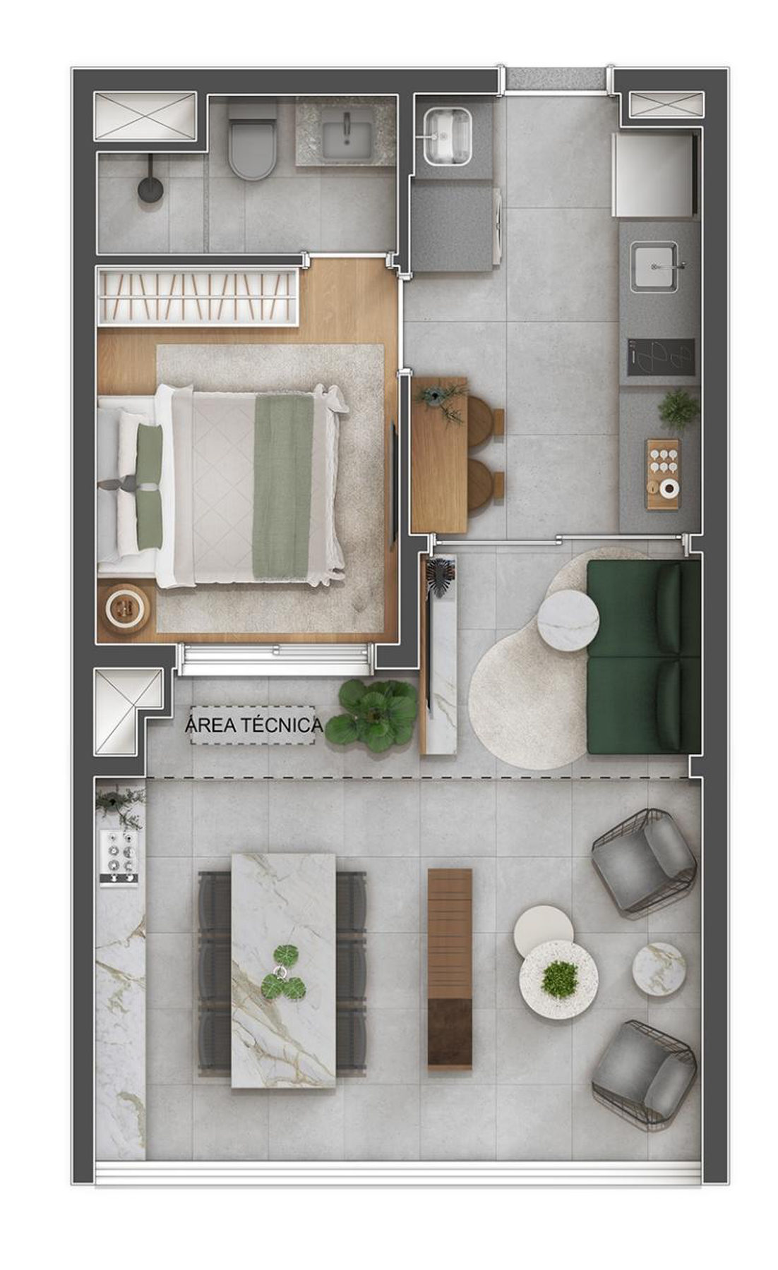 Planta 01 - 1 dorm 27,72m² Planta 01 - 1 dorm 27,72m²