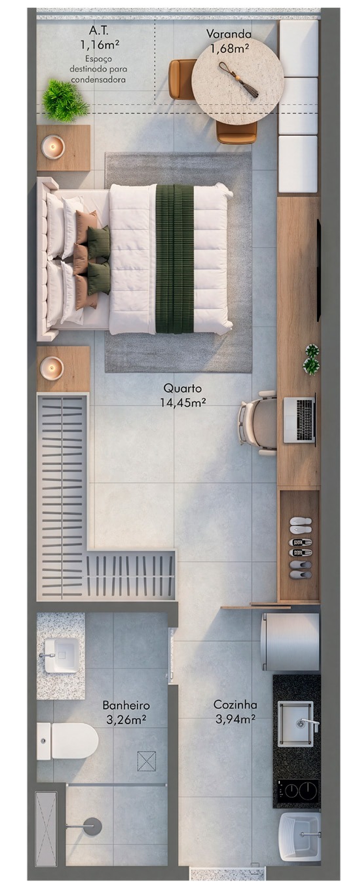 Planta Studio - 27,57 m²