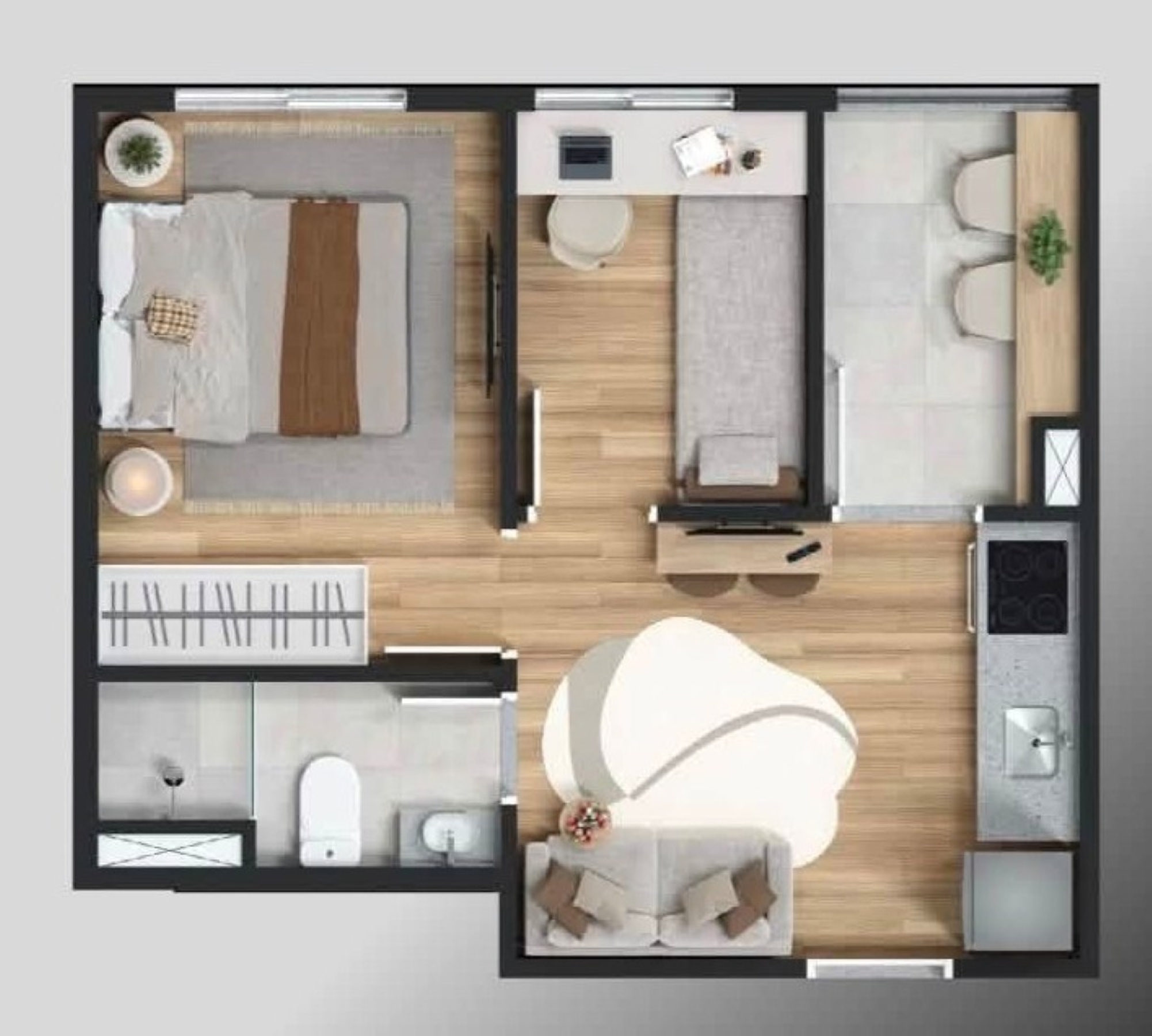 Planta 02 - 1 dorm 28m² Planta 02 - 1 dorm 28m²