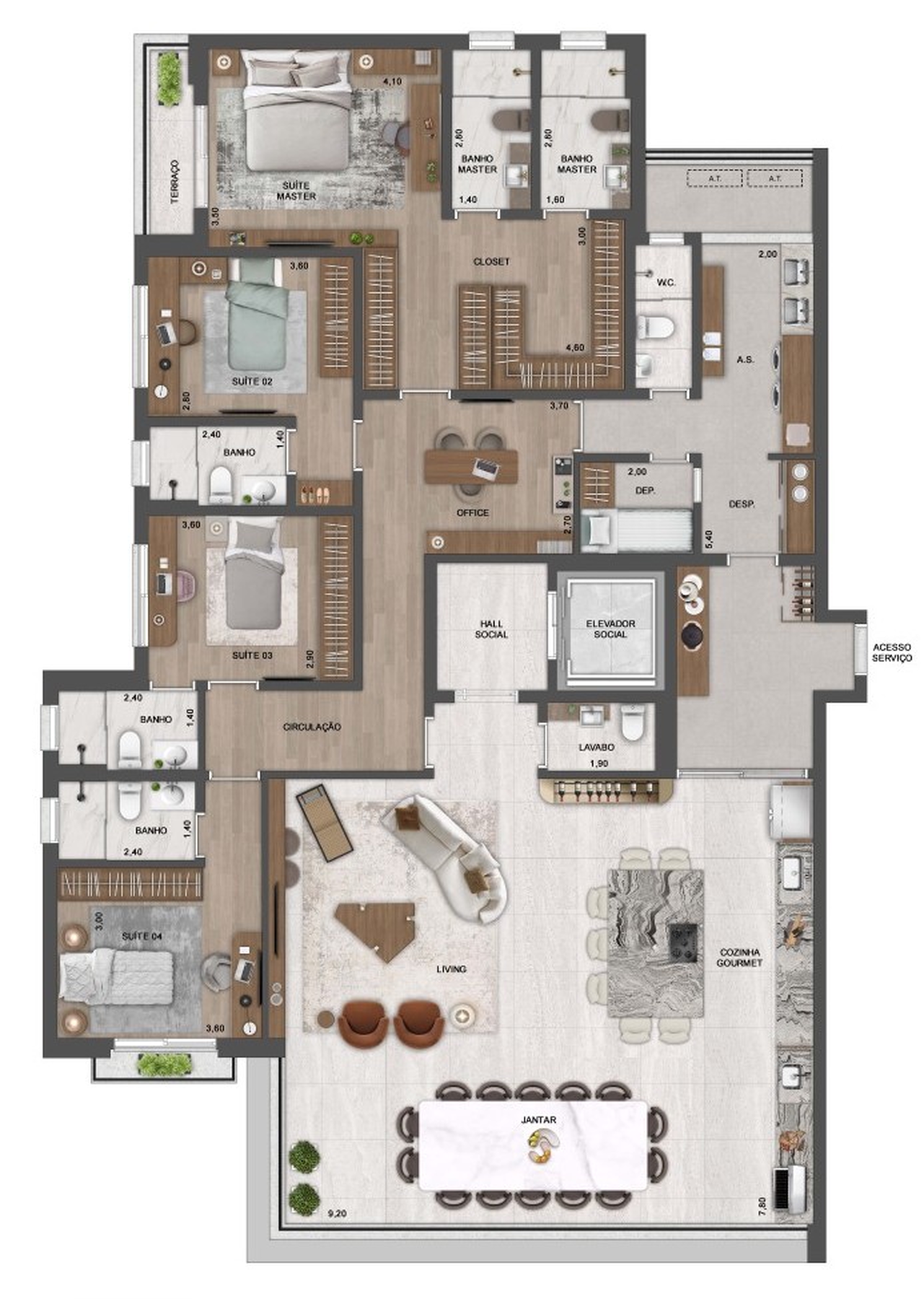 Cobertura à venda com 4 quartos, 7 banheiros, 5 vagas e 427m² no Vila Tramontano, São Paulo (SP) — foto 10 de 30