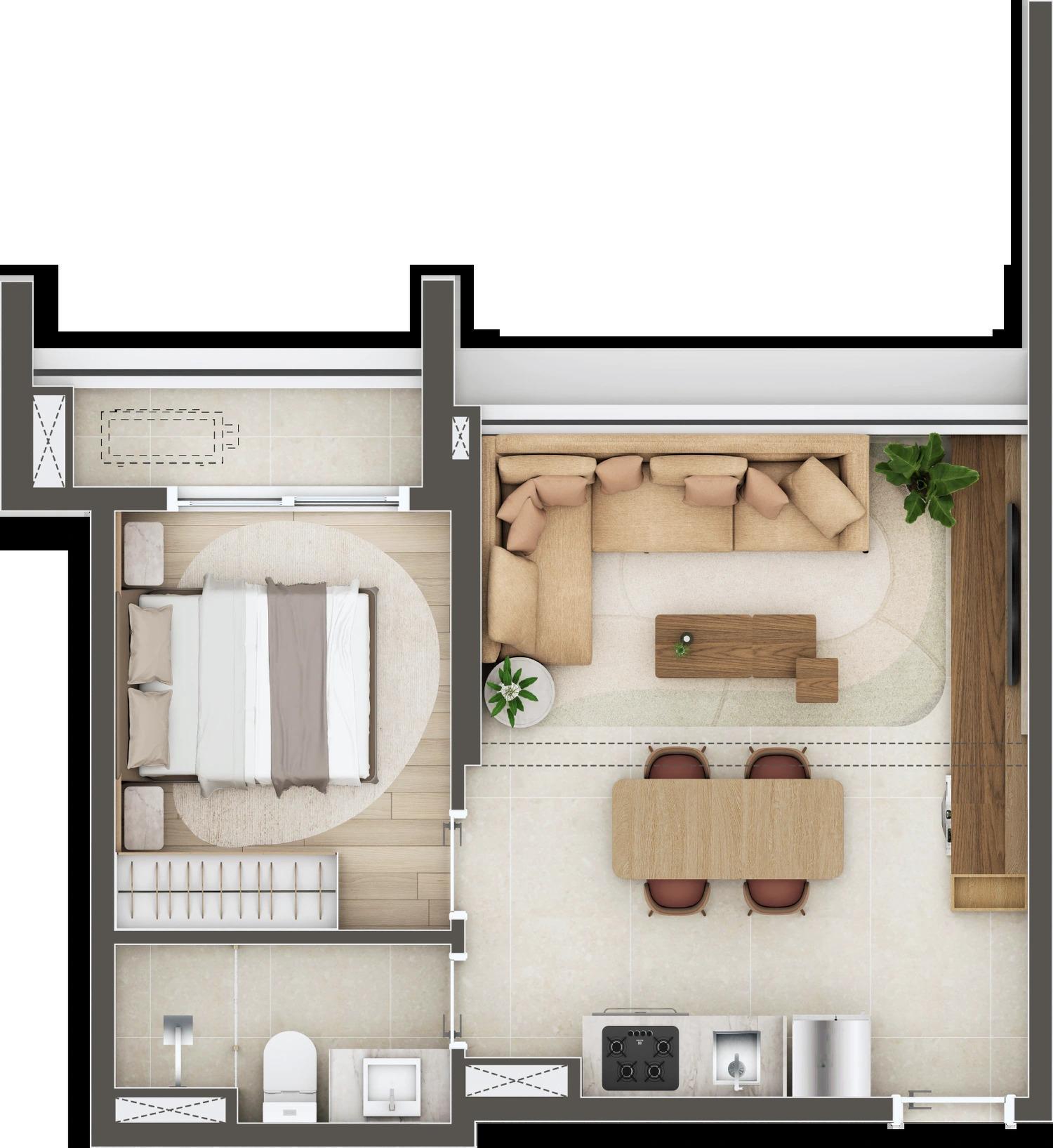 Planta 04 - 1 dorm 40,25m² - opção