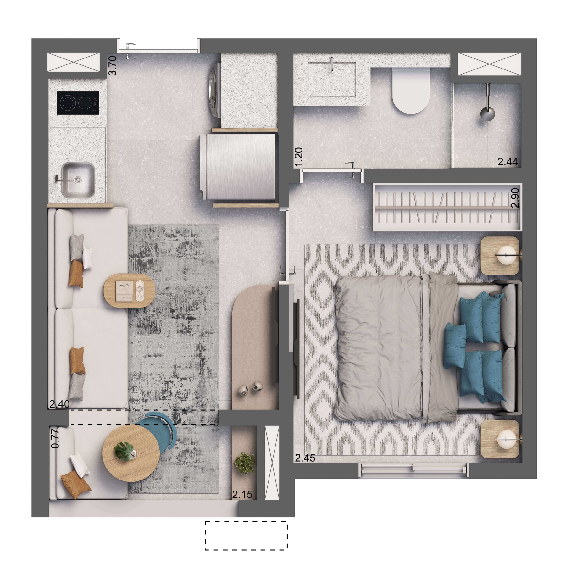 Planta 02 - 1 dorm 24m² - opção