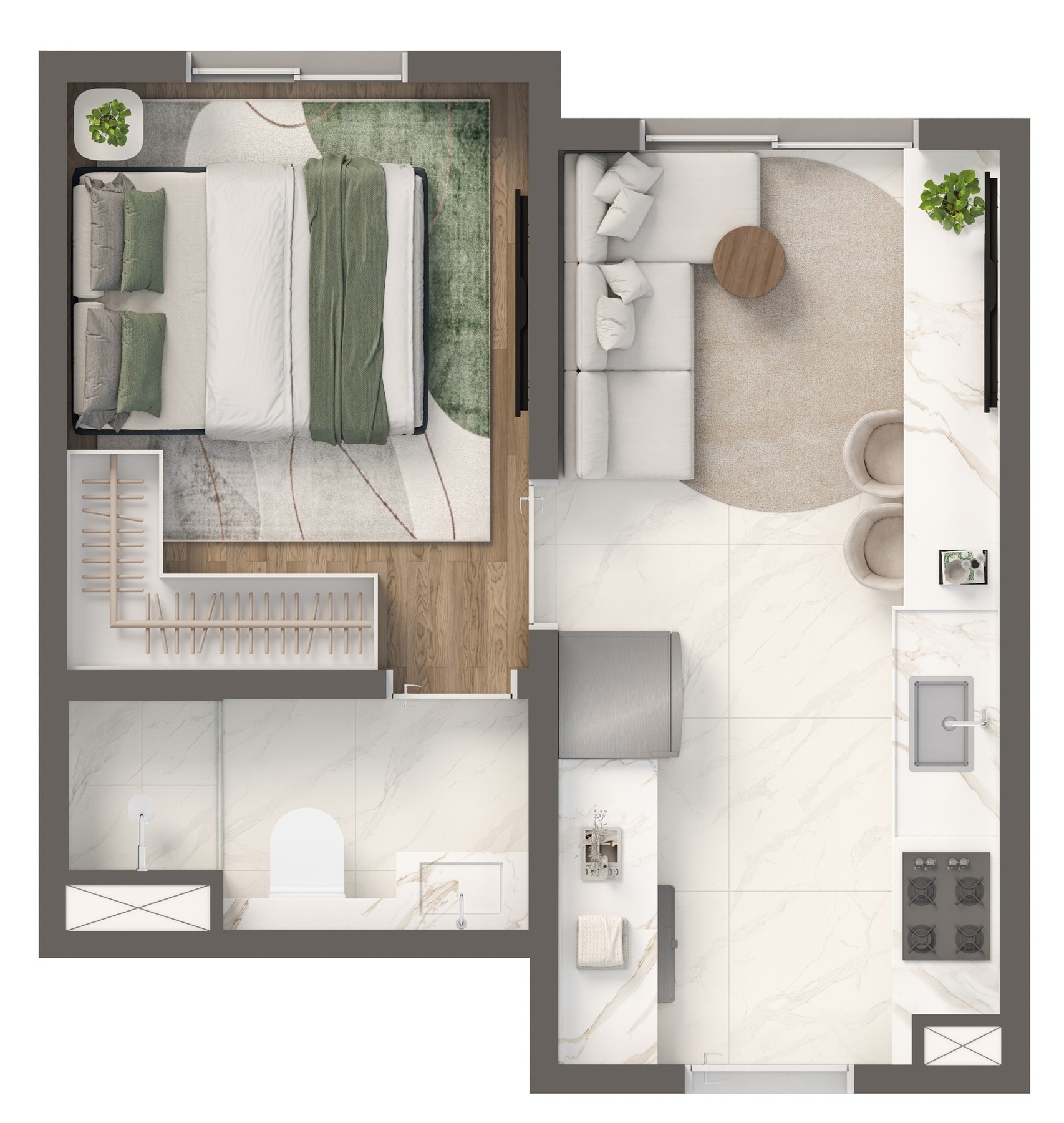 Planta 01 - 1 dorm 25,26m²