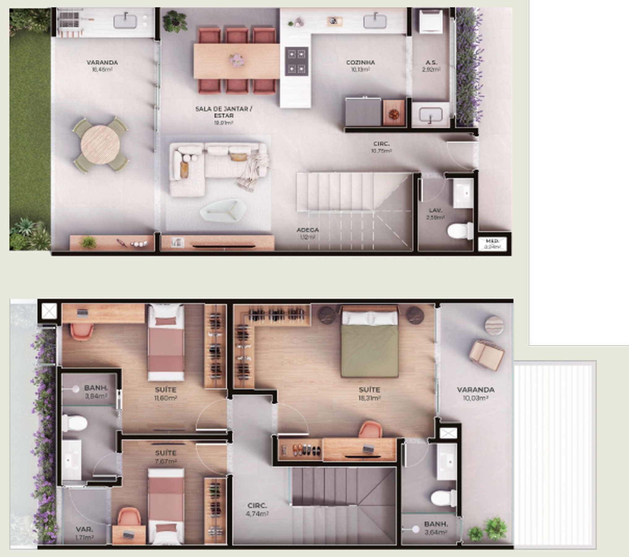 Planta 01 - 3 dorm 162,46m²