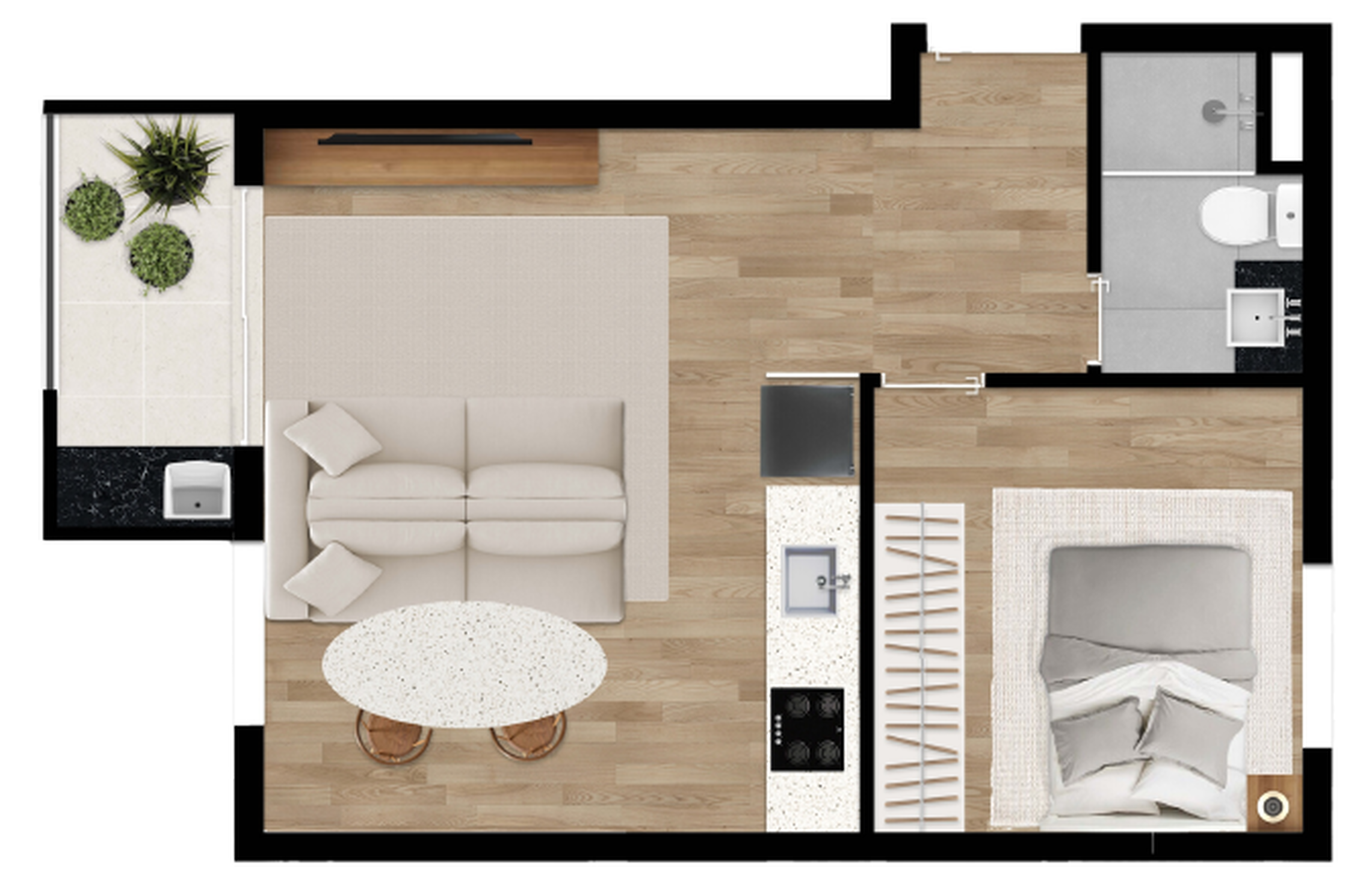 Planta 01 - 1 dorm 39m²